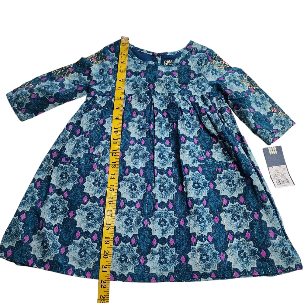 Genuine Kids from Oshkosh Floral Dress with Golden Accents Kids Girls Si…